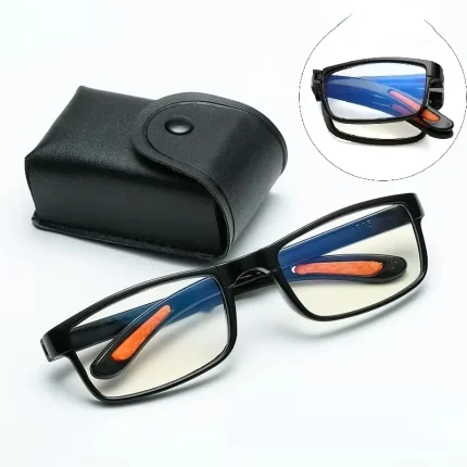 Folding Reading Glasses with Case Anti Blue Light Eyeglasses Retro Unisex Pocket Glasses Portable Glasses Men Women 2