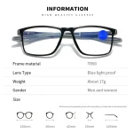 Anti-blue Light Reading Glasses Ultralight TR90 Sport Eyeglasses Women Men Far Sight Optical Eyewear Diopters To +4.0 6