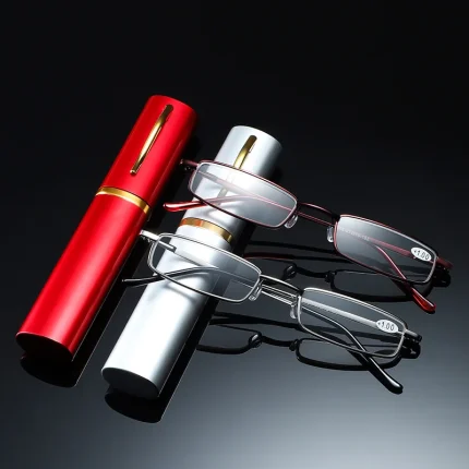 +1.5 2.0 2.5 Reading Glasses Women Men Ultralight Portable Mini Glasses Metal with diopters plus with box 2