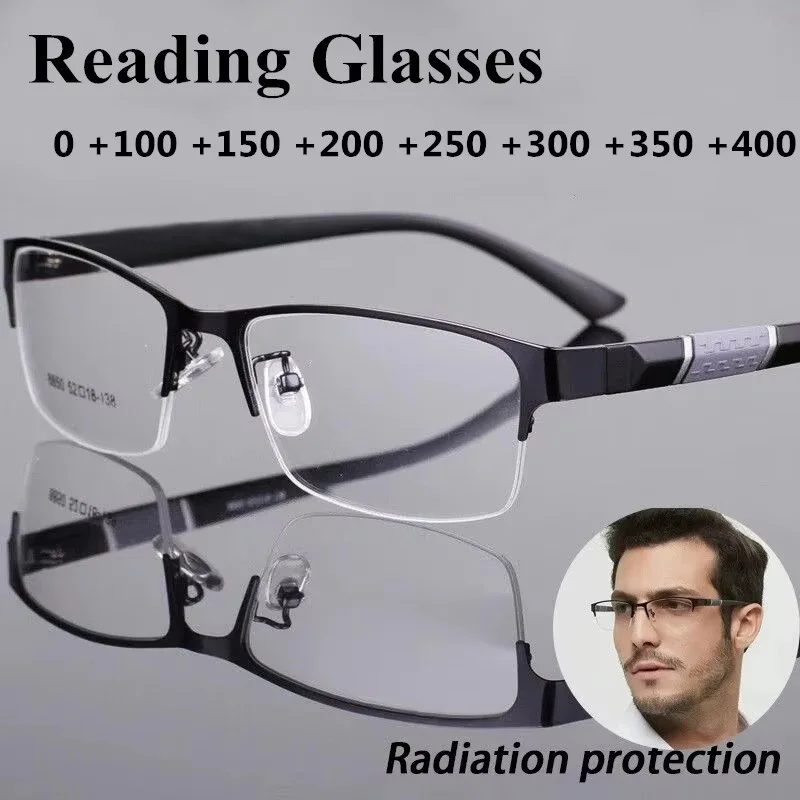 Men Reading Glasses Retro Business Glasses Anti Blue Light Reading Glasses 0 +1.0 To +4.0 Glasses Men Reading Glasses Retro Business Glasses Anti Blue Light Reading Glasses 0 +1.0 To +4.0 Glasses