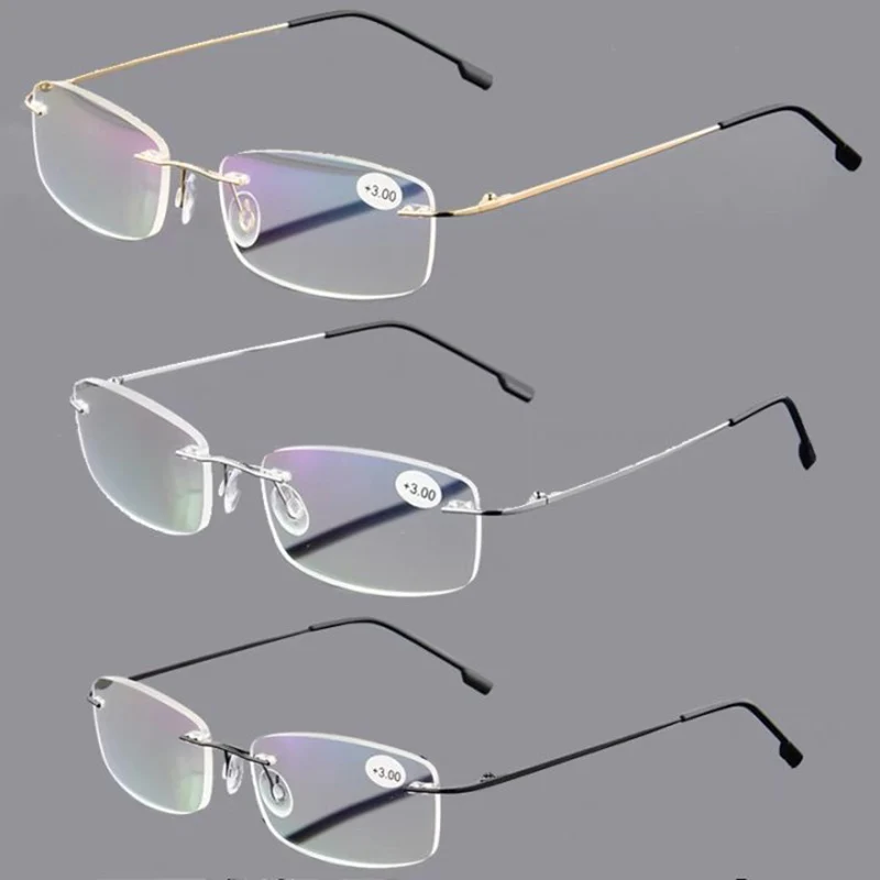Blue Light Blockin Ultralight Memory Titanium Rimless Reading Glasses Men&Women Eyeglasses +1.0 +1.5 +2.0 Blue Light Blockin Ultralight Memory Titanium Rimless Reading Glasses Men&Women Eyeglasses +1.0 +1.5 +2.0