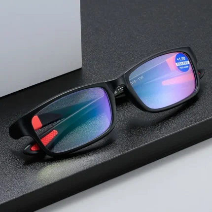 Reading Glasses Men Women Sports Anti-blue Light Reading Eyewear Black Red TR90 Frame Eyeglasses +100 to+400 glasses 2