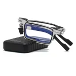 Metal Folding Reading Glasses Portable Ultra Light Anti Blue Light Lens Glasses Men\\\'s Rectangular Eyeglasses Eyewears