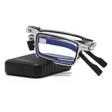 Metal Folding Reading Glasses Portable Ultra Light Anti Blue Light Lens Glasses Men\\\'s Rectangular Eyeglasses Eyewears