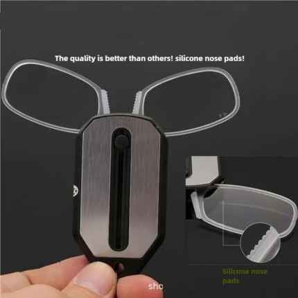 Nose Clip-on Reading Glasses Folding Legless Ultralight Keychain Glasses Men Women Mini Portable Glasses +1.0 To +3.0 2
