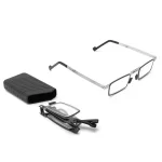 Portable Unisex Folding Reading Glasses Full Metal Frame Anti Blue Light Blocking for Men Women Eyeglasses with Case 4