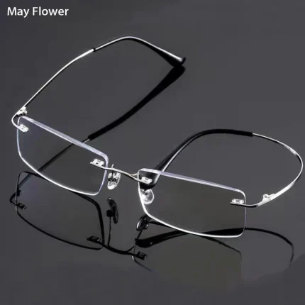 Blue Light Blockin Ultralight Memory Titanium Rimless Reading Glasses Men&Women Eyeglasses +1.0 +1.5 +2.0 2