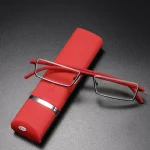 Metal Anti-Blue Light Reading Glasses Men Half Frame Eyeglasses Male Eyewear With Case +1.0 1.5 2.0 2.5 3.0 3.5 4.0 5
