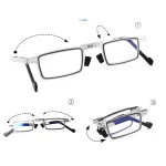 Metal Folding Reading Glasses Portable Ultra Light Anti Blue Light Lens Glasses Men\\\'s Rectangular Eyeglasses Eyewears 5