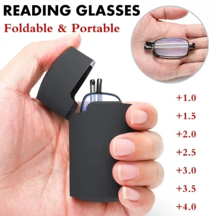 Gift Case Foldable Reading Glasses +1.00 to +4.00 Strength Men Women Anti Blue Light Eyewear